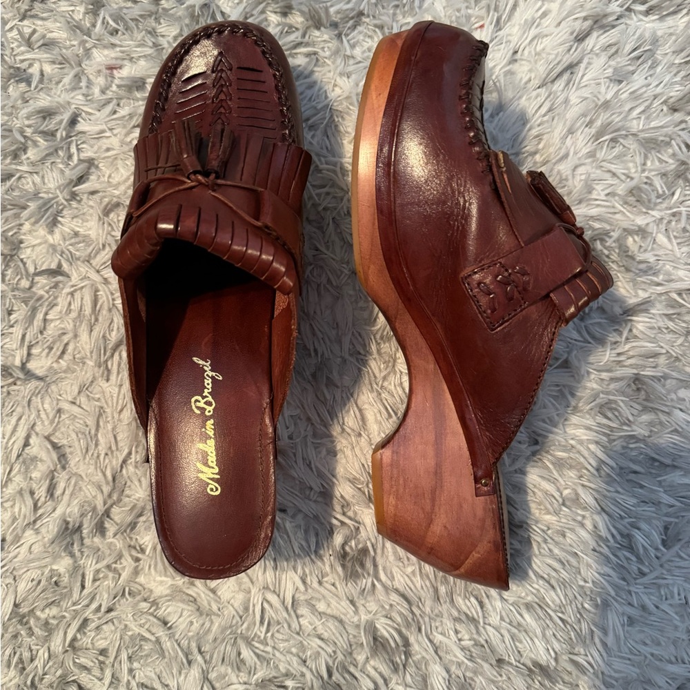 Brown Leather Clogs